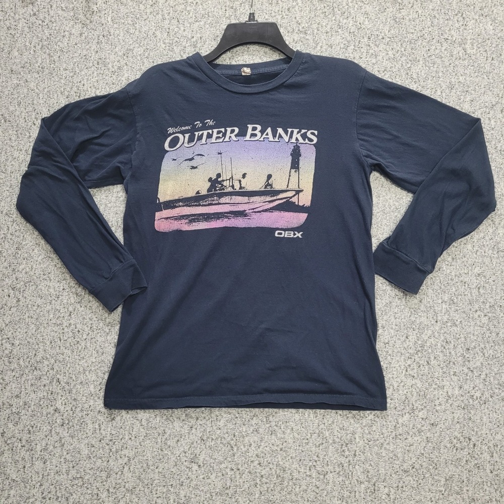 Zuni Sportswear Outer Banks OBX Long Sleeve Graphic T-Shirt Navy Blue Small